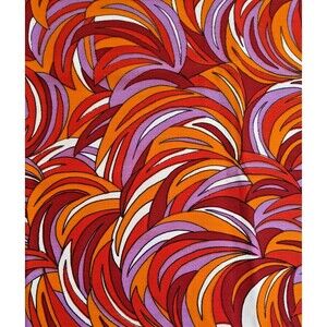 Vintage 60's 70's Mod Psychedelic Fabric Orange Purple Swirl Retro Cotton 34x44"